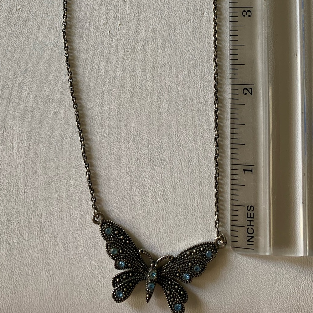 Butterfly Necklace blue crystals - Picture 9 of 10